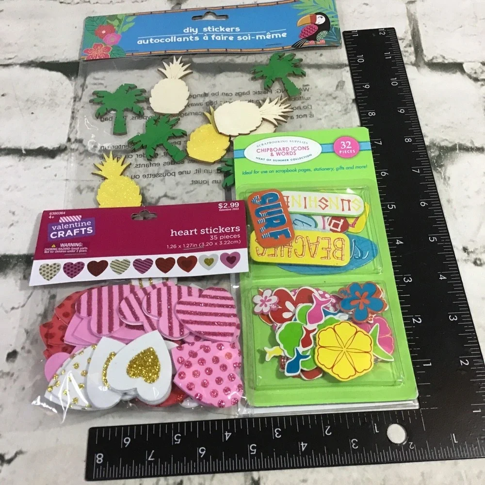 Scrapbooking Embellishments Craft Lot Diecut Hearts‎ Jewel Flowers Pineapples